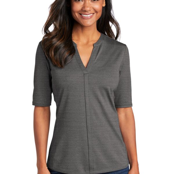 Women's Stretch Heather Open Neck Top Thumbnail